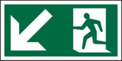 Safety Procedure Sign Down Left Photoluminescent Self Adhesive Vinyl 300 x 150 mm