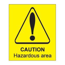Warning Sign Caution Hazardous Area PVC 125 x 150 mm