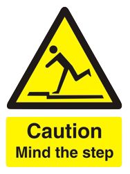 Warning Sign Caution Mind The Step PVC 125 x 150 mm
