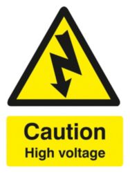 Warning Sign Caution High Voltage Self Adhesive Vinyl 125 x 150 mm