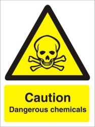 Warning Sign Caution Dangerous Chemical Self Adhesive Vinyl 125 x 150 mm