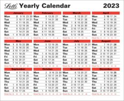 Letts Year Calendar 210 x 260 mm