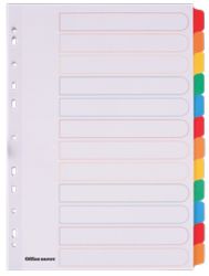 Juego de 12 separadores cartulina pestañas neutras Mylar Office Depot A4