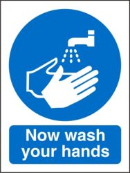 Mandatory Sign Now Wash Your Hands PVC 150 x 200 mm by Viking