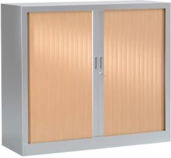 Armoire à portes rideaux Pierre Henry 580590 Argenté, imitation hêtre 1 000 x 430 x 1 000 mm