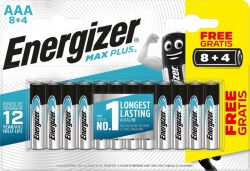Piles Energizer Max Plus AAA LR03 1,5V Alcaline 12 Unités