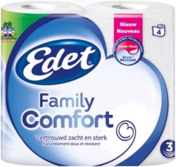 Rouleau de papier toilette Edet Family Comfort 3 épaisseurs 4 Rouleaux