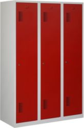 Vestiaire NHT 180 3.3 Gris, rouge 3 Portes 3 colonnes  Système antichute