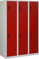 Vestiaire NHT 180 3.6 Gris, rouge 6 Portes 3 colonnes Serrure cylindre