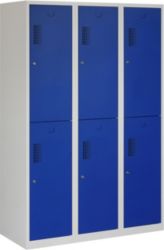 Vestiaire NHTD 180 3.6 Gris, bleu 1,200 x 500 x 1,800 mm 3 colonnes 6 Portes Système antichute