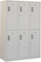 Vestiaire NHTD 180 3.6 Gris 1,200 x 500 x 1,800 mm 3 colonnes 6 Portes Système antichute