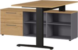 Bureau pour télétravail GERMANIA 4243 564 Gris, chêne 1&nbsp;590 x 1&nbsp;400 x 750 mm
