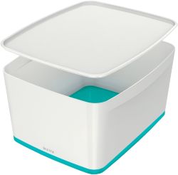 Boîte de rangement Leitz MyBox WOW 18 L Blanc, Bleu Glacé 31,8 x 38,5 x 19,8 cm