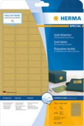 HERMA Étiquettes A4 30.5x16.9 mm, dorées, film plastique brillant, 2400 pcs A4 30,5 x 16,9 mm 25 Feuilles de 96 Étiquettes