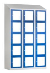 Casier CKT 180 Bleu Blanc 1 200 x 500 x 1 800 mm Acier 15 Portes Serrure à clé