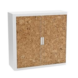 Armoire basse à rideaux Paperflow Imitation liège Brun, blanc 1&nbsp;100 x 415 x 1&nbsp;040 mm