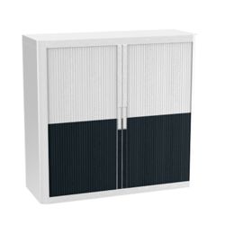 Armoire basse à rideaux Paperflow Bicolore Noir, blanc 1&nbsp;100 x 415 x 1&nbsp;040 mm