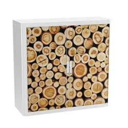 Armoire basse à rideaux Paperflow Bûches Brun, blanc 1&nbsp;100 x 415 x 1&nbsp;040 mm