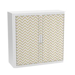 Armoire basse à rideaux Paperflow Vagues dorées Doré, Blanc 1&nbsp;100 x 415 x 1&nbsp;040 mm