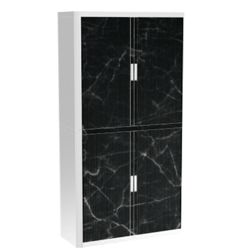 Armoire basse à rideaux Paperflow Marbre noir Noir, blanc 1&nbsp;100 x 415 x 2&nbsp;040 mm