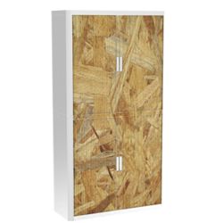 Armoire basse à rideaux Paperflow Copeaux de bois Brun, blanc 1&nbsp;100 x 415 x 2&nbsp;040 mm