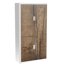 Armoire basse à rideaux Paperflow Tronc d'arbre Brun, blanc 1&nbsp;100 x 415 x 2&nbsp;040 mm