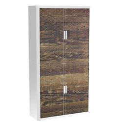 Armoire basse à rideaux Paperflow Imitation bois Brun, blanc 1&nbsp;100 x 415 x 2&nbsp;040 mm