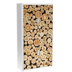 Armoire basse à rideaux Paperflow Bûches Brun, blanc 1&nbsp;100 x 415 x 2&nbsp;040 mm