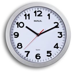 Maul Horloge quartz MAULstep 30 x 2,5 cm Argent, blanc