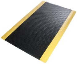 Tapis de sol anti fatique Heavy Duty Diamond Noir, jaune 90 x 305 cm