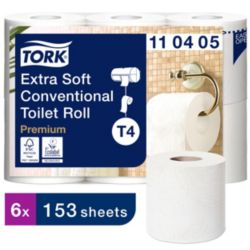 Papier Toilette Tork 4 épaisseurs 6 Rouleaux de 150 Feuilles