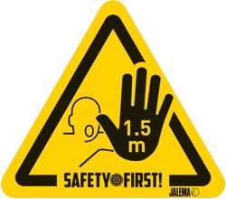 Autocollant Jalema 'Stop   Gardez vos distances' 17 x 15 cm Jaune, Noir 4 Unités