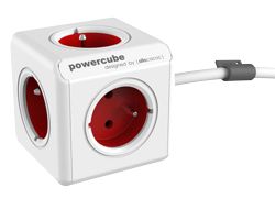 Multiprise Allocacoc PowerCube 4 Ports Type E 1.5 m Blanc, Rouge