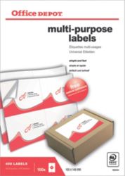 Étiquettes multifonctions Office Depot Coins droits Blanc 105 x 148 mm 100 Feuilles