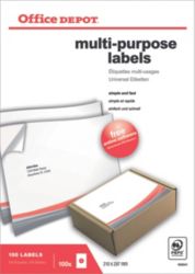 Étiquettes multifonctions Office Depot Coins droits  Blanc 210 x 297 mm 100 Feuilles 100 Unités