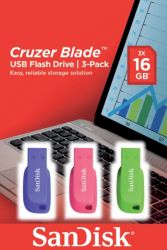 Clé USB SanDisk Cruzer Blade 16 Go Assortiment 3 Unités