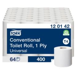 Papier toilette Tork T4 Universal 1 épaisseur 64 Rouleaux de 400 Feuilles