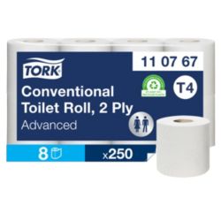 Papier toilette Tork T4 Advanced 2 épaisseurs 8 Rouleaux de 250 Feuilles