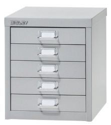 Caissons à tiroirs multiples Bisley 5 tiroirs Gris 279 x 408 x 330 mm