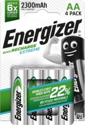 Piles rechargeables Energizer Extreme AA HR6 2300mAh NiMH 1,2V 4 Unités