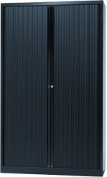 Armoire haute à portes rideaux Bisley Noir 1&nbsp;200 x 430 x 1&nbsp;980 mm Porte coulissante 5 compartiments