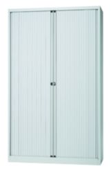 Armoire haute à portes rideaux Bisley Gris 1&nbsp;200 x 430 x 1&nbsp;980 mm Acier Portes en plastique
