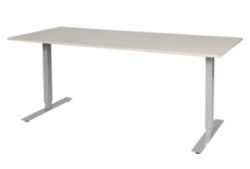 Bureau assis debout Schaffenburg Electric T Chêne, argent 1.800 x 800 mm