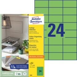 Étiquettes universelles AVERY Zweckform 3450 QuickPEEL Vert A4 70 x 37 mm 100 Feuilles de 24 Étiquettes