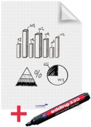 Feuilles électrostatiques de présentation Legamaster Magic Chart A1 Quadrillé 25 Feuilles