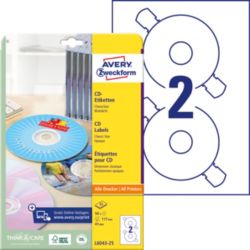 Étiquettes pour CD AVERY Zweckform L6043 25 Blanc A4 25 Feuilles de 2 Étiquettes