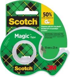 Dévidoir pour ruban adhésif Scotch Magic invisible Sans bruit 1,9 cm