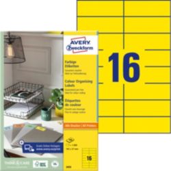 Étiquettes AVERY Zweckform 3455 Jaune A4 105 x 37 mm 100 Feuilles de 16 Étiquettes