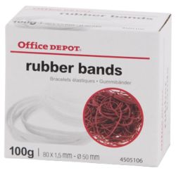 Élastiques en caoutchouc Office Depot 80 x 1,5 mm 50 mm Rouge 100 g 100 g