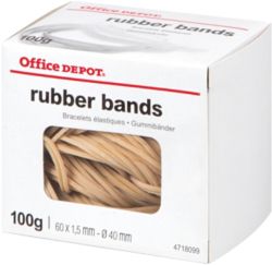 Élastiques en caoutchouc Office Depot 60 x 1,5 mm 40 mm Naturel 100 g 100 g